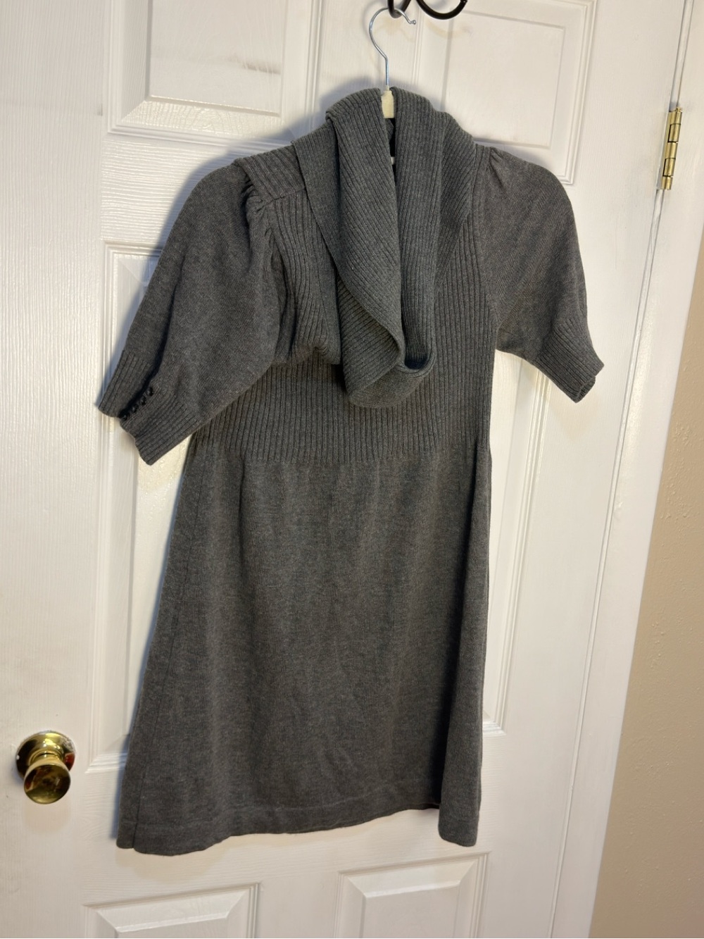 APT. 9 Gray Short-Sleeve Knit Sweater Dress with Cowl Neck XL NWT